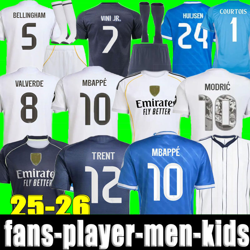 2025 2026 VINI JR MBAPPE Soccer Jerseys Real MODRIC Madrids Football Shirt 25 26 camiseta Men Kids Kit Uniform BELLINGHAM VALVERDE TRENT HUIJSEN ARDA GULER HUIJSEN