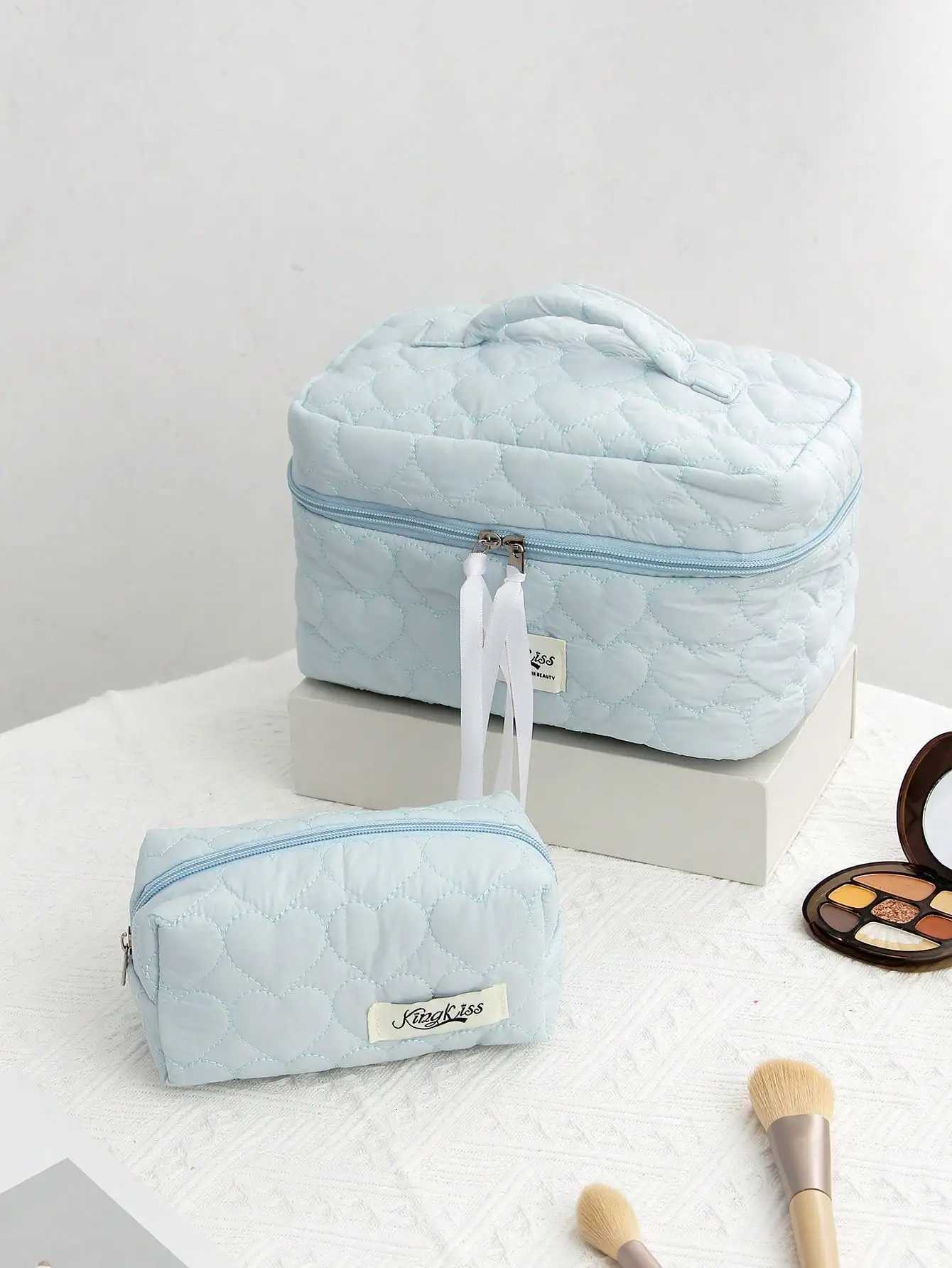 1pc/set Love Cloud Quilted Makeup Bag Portable Makeup Bag Large Capacity Wing Bag Travel Storage Makeup Bag Y250808