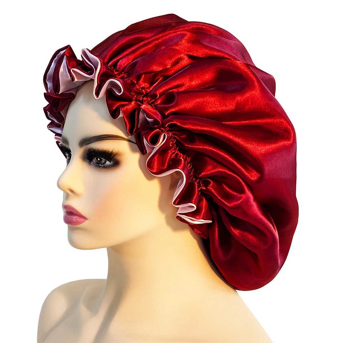 Silk Hair Bonnet satin hair night Single Double Layer Silk Hair Cap for Women Sleeping Adjustable Head Cover Hat Beauty Products Z250808