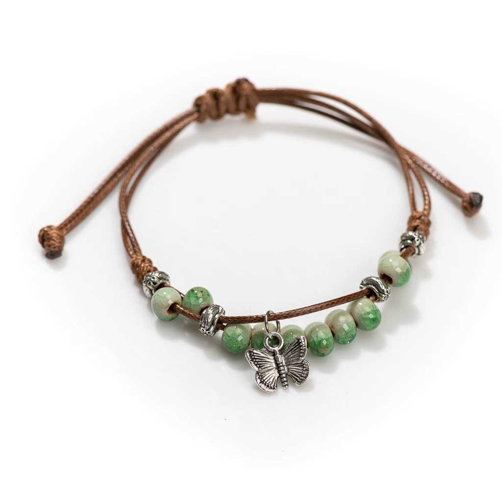 Handmade Butterfly Ceramic Cracked Ice Vintage Adjustable Bracelets Elastic Cord Bohemian Chic Jewelry Unique Gift H920 Z250807
