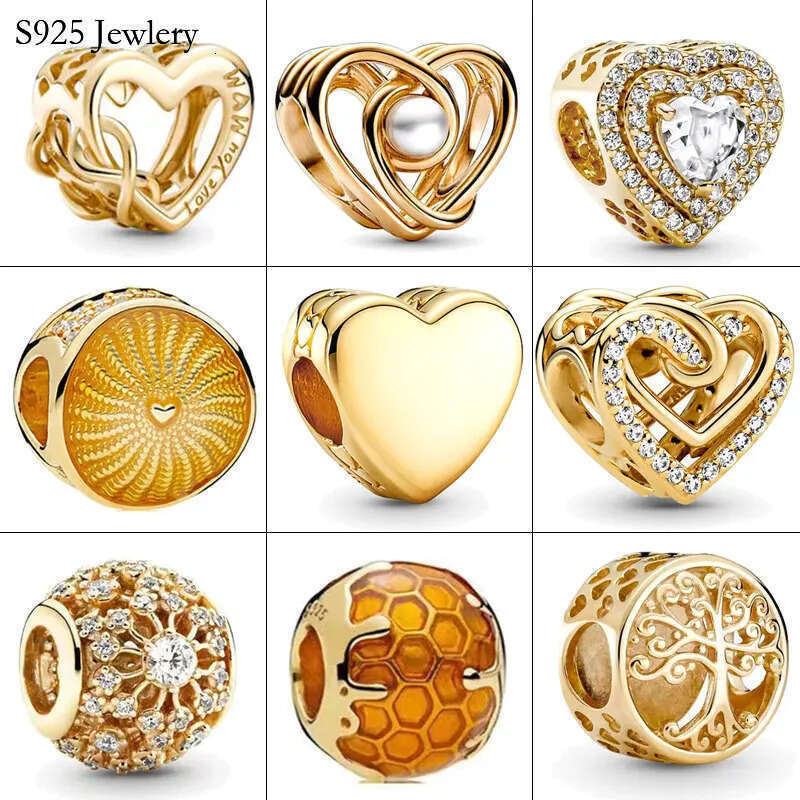 2025 NEW 2024 Mother's Day Charm Gold Silver Clips Heart Charm Beads Fit S925 Snake Bracelet Women Jewelry Gifts DIY