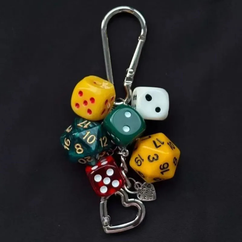 Original Vintage Dice Keychain Charm Accessories Zinc Alloy Ironworks Knot Buckle Belt Buckle Bag good fortune Pendant 250807