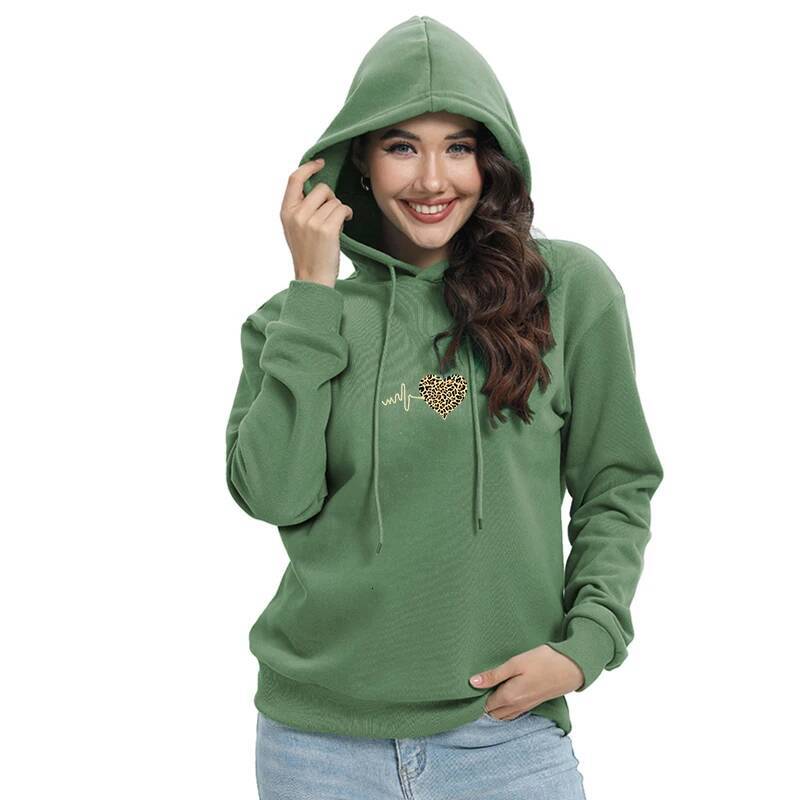 Loose Women's Sweatshirts Hoodies Long Sleeves Y2k Clothing Trends Pullovers Ladies Top Leopard Print Autumn dongdumaoyi