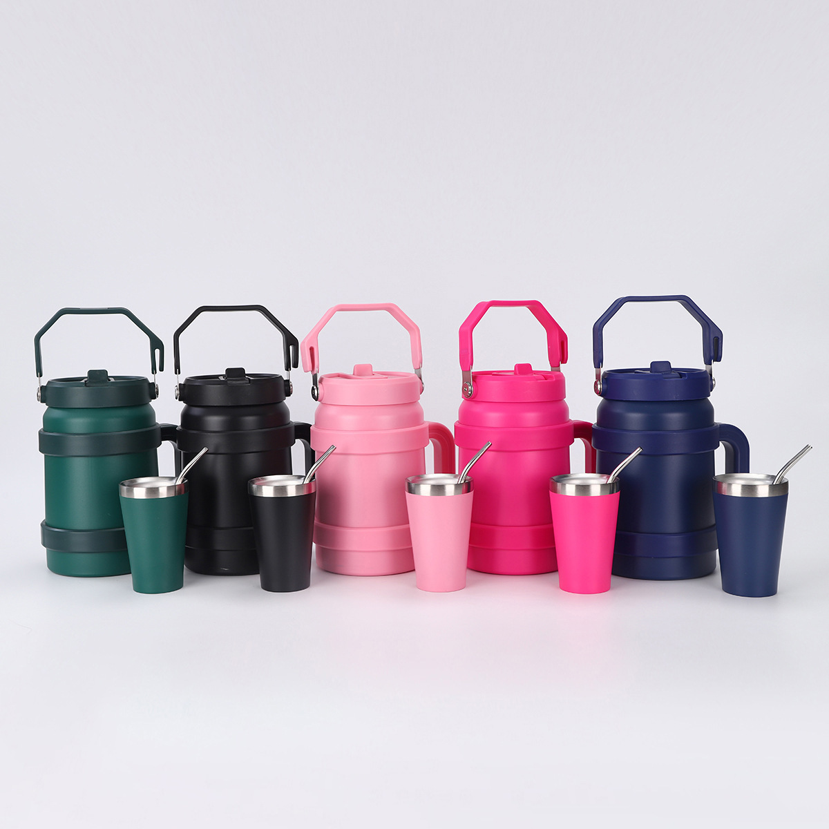 1500ML 2000ML Thermos Large-capacity Bucket Set Self-driving Car Handle 304 Stainless Steel Insulated Cup Travel Outdoor Sports Water Bottle 2025 New 