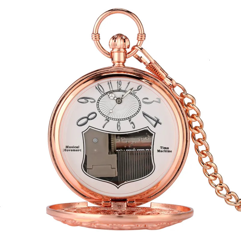 Antique Merry Christmas Musical Watch Men Women Quartz Analog Pocket Watches with Song Music Fob Clock Pendant Chain Xmas Gift 250807