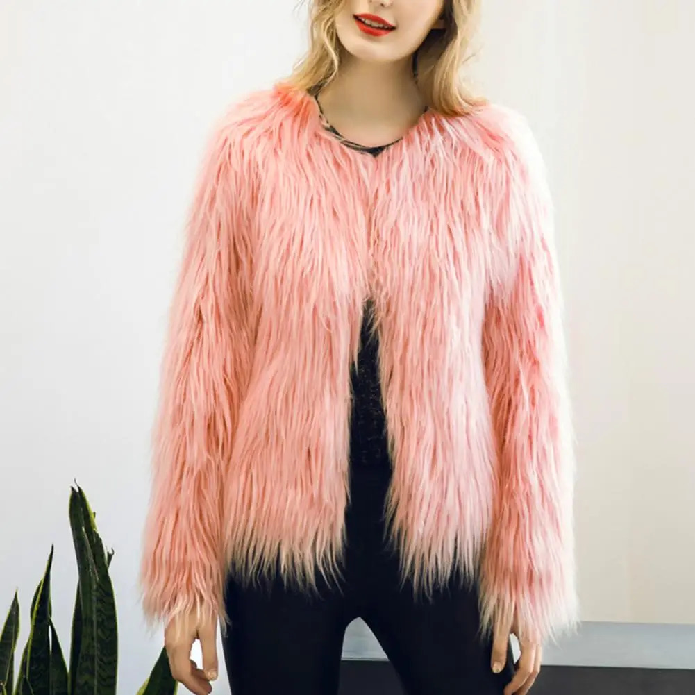 Style Furry Coat for Women Winter Warm Faux Fur Outerwear for Women Girls Long Sleeve Fluffy Coat Open Front for Women 250806