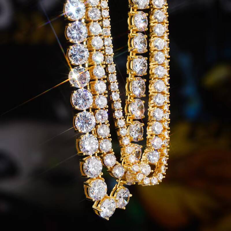 Gra Vvs Cluster Wholesale Round Cut 2.5mm 5mm 4mm Bracelet 3mm 925 Sterling Silver Necklace Moissanite Tennis Chain Sparkle