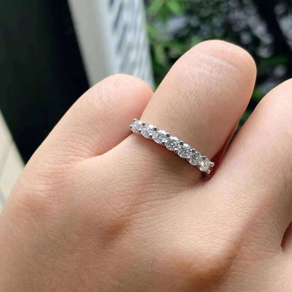 Anniversary Half Band 10k/14K/ Gold Round Brilliant Cut Moissanite Dia Wedding Ring Fine Jewelry for Women