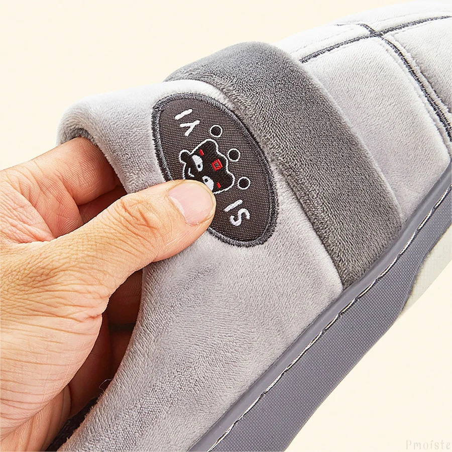 Winter Home Mens Slippers Plaid Warm Soft Memory Foam Male Indoor Shoes Plush Non-Slip Living room Slipper 250730