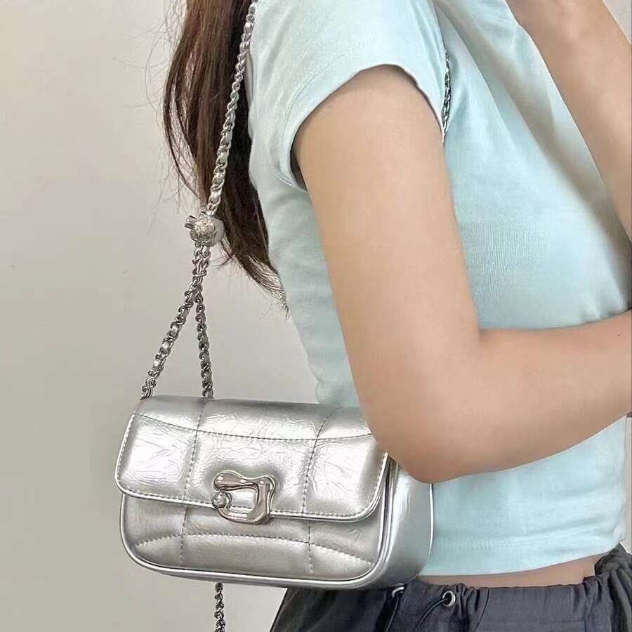2025 New Trendy Silver Niche Design Chain Underarm bags Designer Shoulder High-Quality Texture Crossbody Small Bag for Women