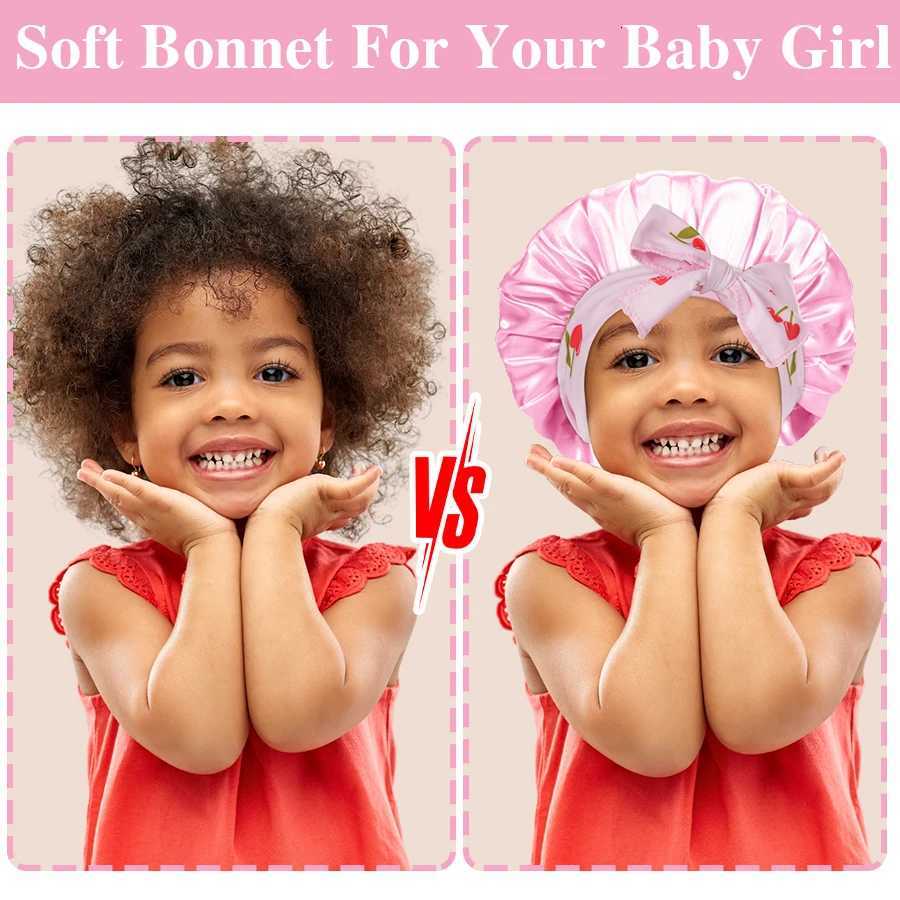 Baby Sleep Cap with Band Bow Tie Silk Kids Shower Night Sleep Hat Beanies Satin Bonnet Nightcap for Boys and Girls Z250808