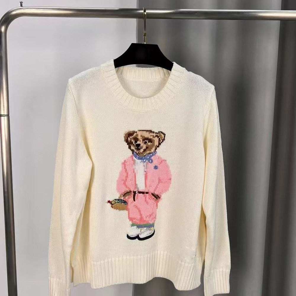 designer sweater woman luxury knitwear clothes autumn winter ladies round neck embroidery letter knitted classic tops white black keep warm jumpers