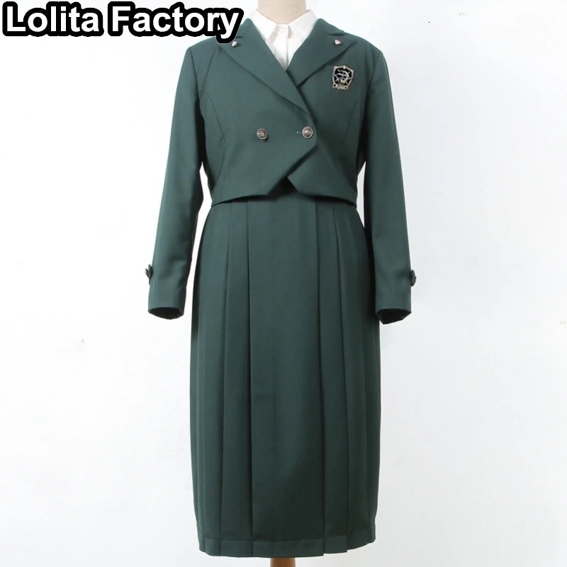 Japanese Women JK Green Blazer Suit skirt coat Harajuku High School Uniform for Students Girl Outwear College Style blazers 250729