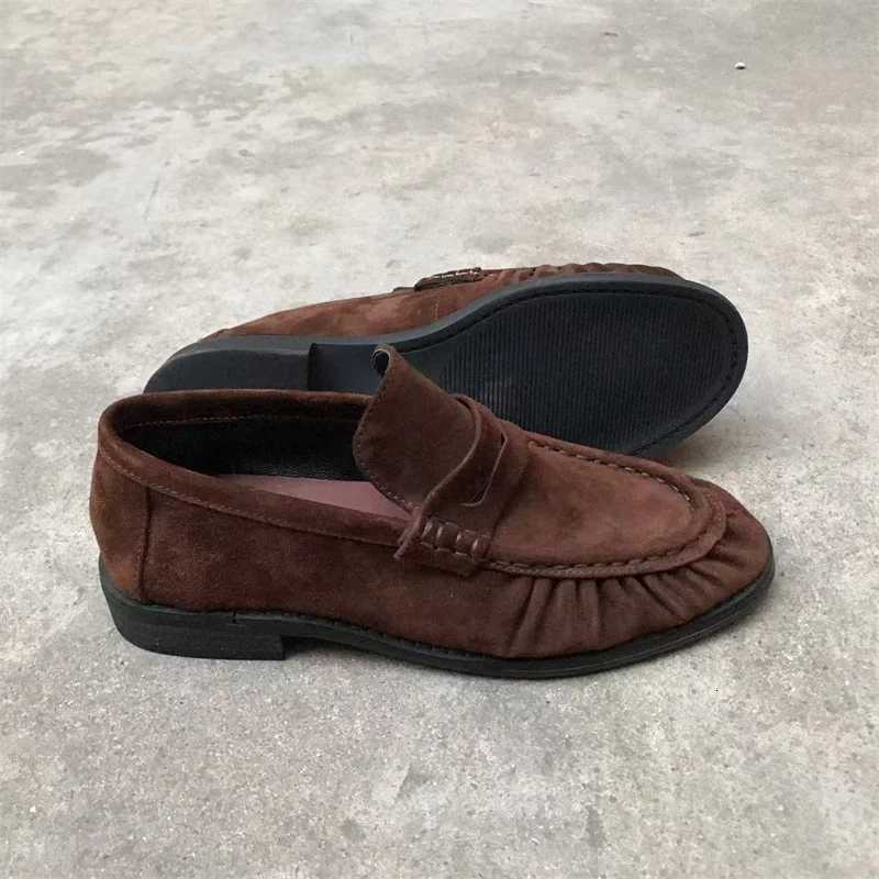 New French Retro Flat Shoes Made of Pure Handmade Calf Leather Le Fu Womens Rubber Sole One-Step Comfortable and Casual Single W250808