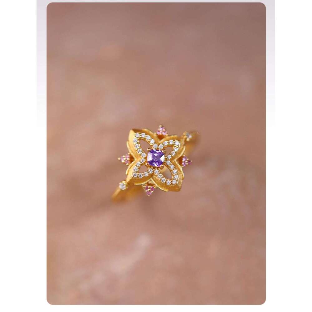 French Style New Zircon Palace High-end Sense Niche Temperament Light Luxury Adjustable Open Ring