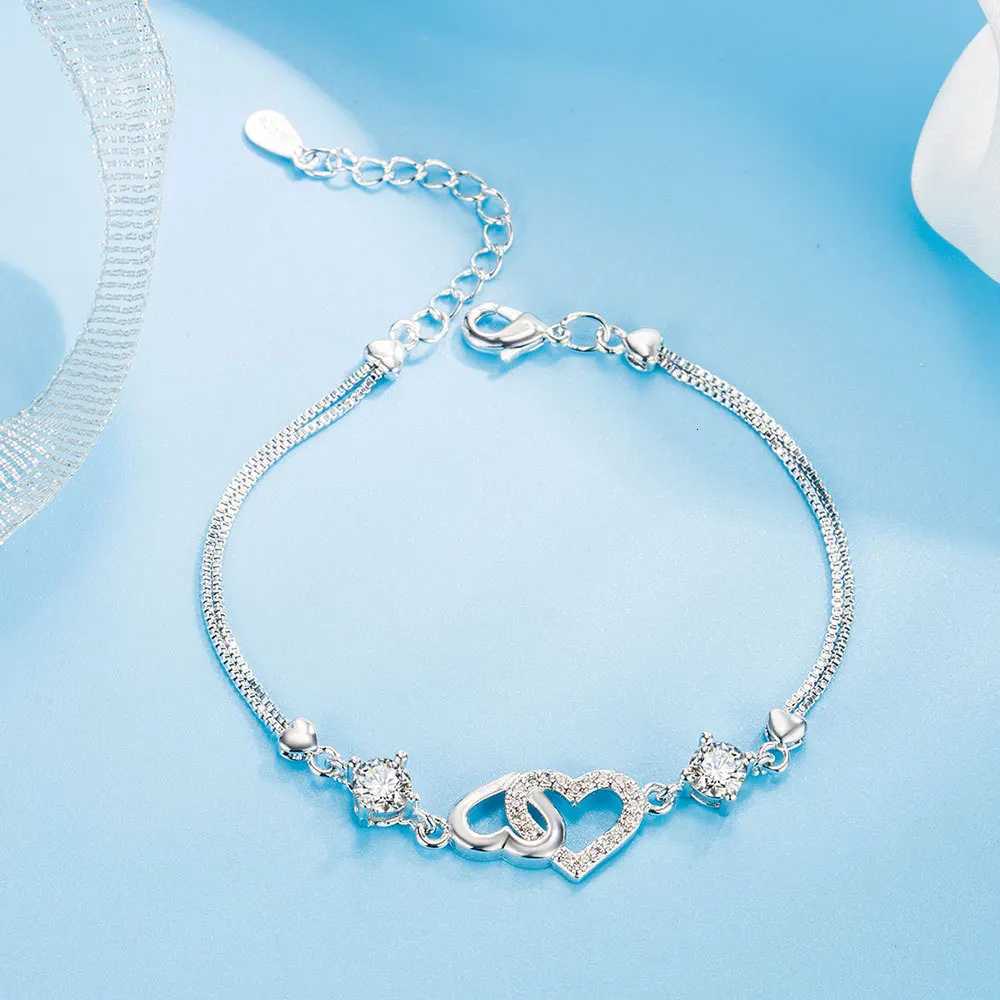 925 Sterling Silver Bracelet Inlaid With Natural Amethyst Zircon Heart Lady Bracelet Charm Jewelry Gift Wedding Jewelry Z250807