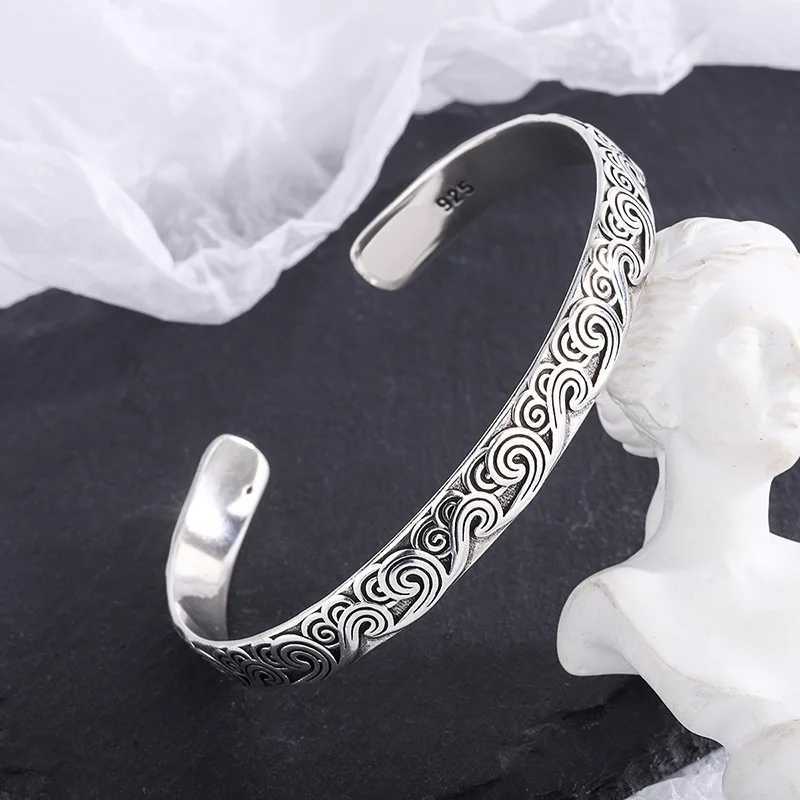 New Arrival Retro Wave Bracelets 925 Sterling Silver Jewelry Fashion Spray Personality Sweet Cloud Opening Bangles TYB116 Z250807