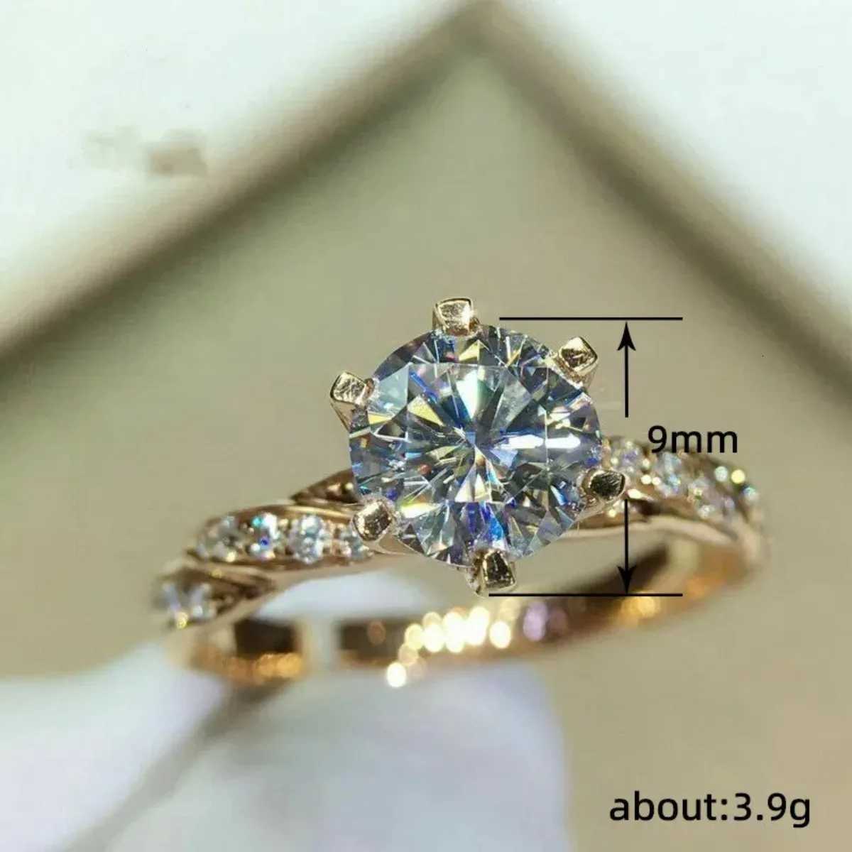 Classic 6 Claw Cubic Zirconia Rings for Women Luxury Gold Color Wedding Engagement Bands Eternity Lady Jewelry Wholesale Y250808