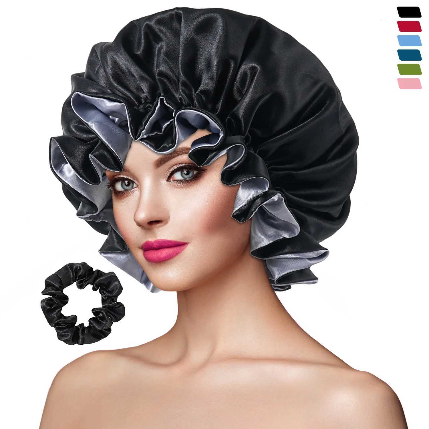 Reversible Double-Layered Lace Hair Bonnet for Women Men| Breathable Night Cap for Sleeping Curly Hair Protection Z250808