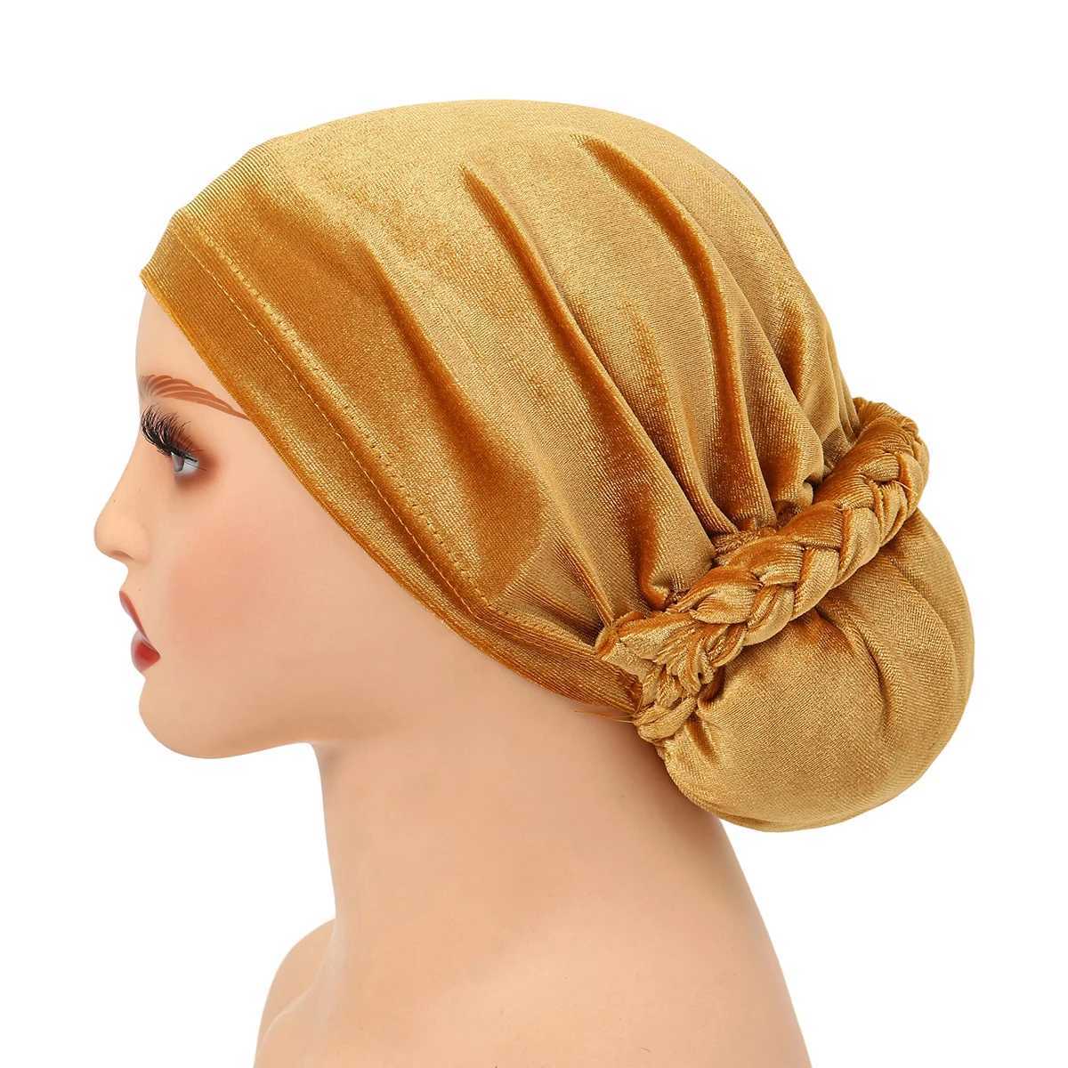 Soft Elastic Velvet Instant Turban Inner Hijabs Caps Hat Muslim Fashion Womens Solid Color Headscarf Women Hijab Bonnet Z250808