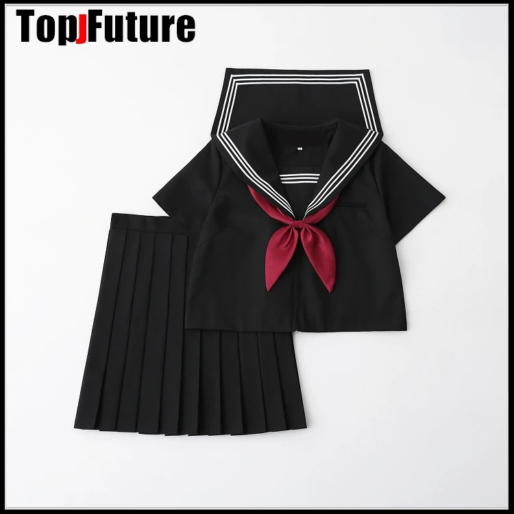 Basic JK uniform dress orthodox black Guanxi Lapel improved white three sailor suit Japanese summer student SCHOOL UNIFORM 250729