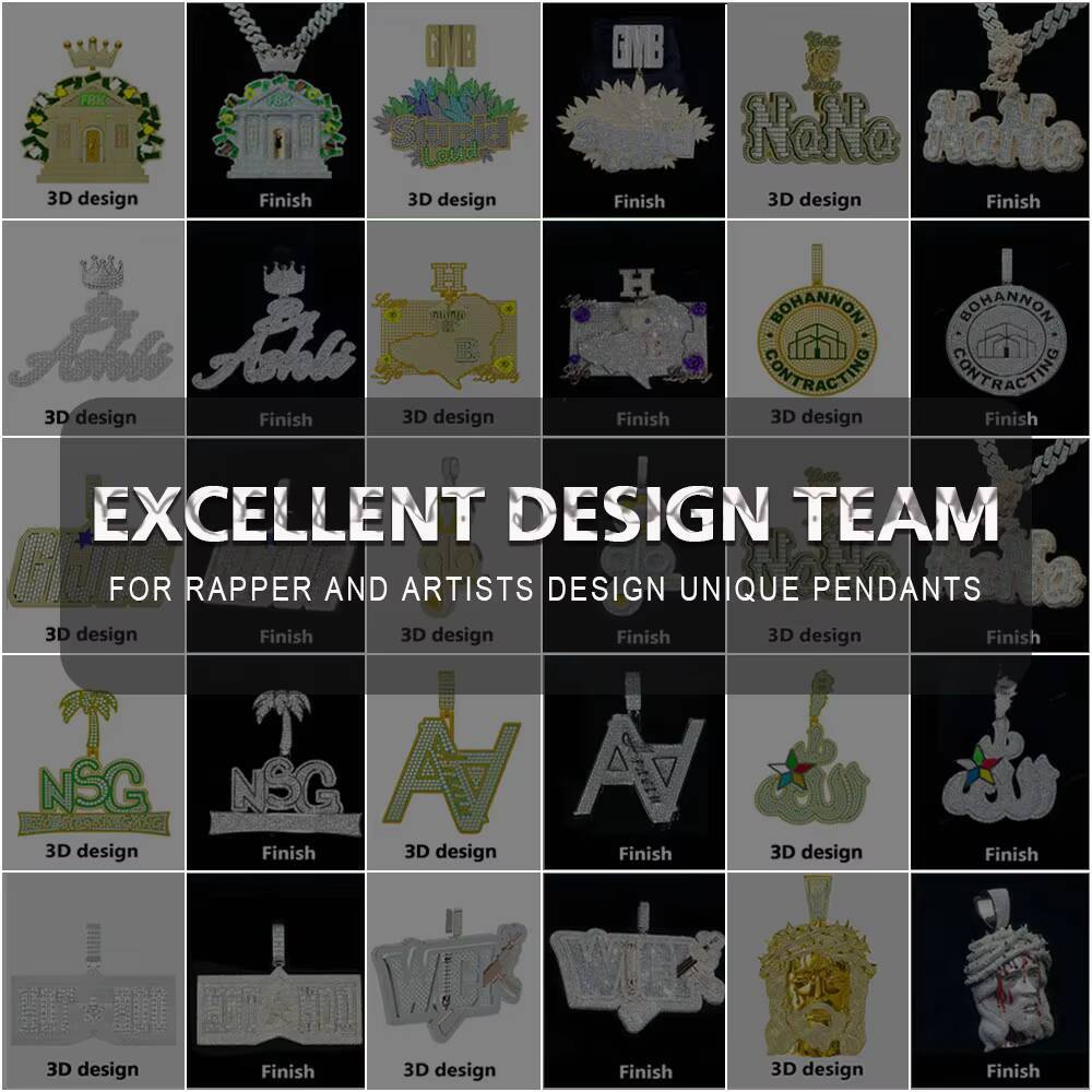 Custom Gold Plated Vvs Moissanite Pendant Hip Hop Style Round Brilliant Cut Diamond 925 Silver Iced Out Pendant for Men Women