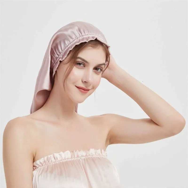 Mulberry Silk Sleep Cap for Long Hair Bonnet with Soft Elastic Band for Women Hair Care Z250808
