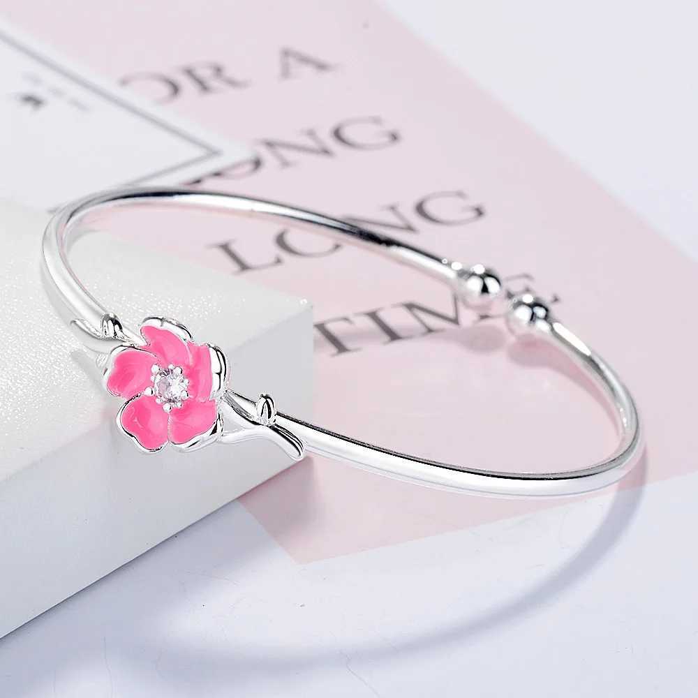925 Sterling Silver Plum Flower Open Bracelets Bangles High Quality Elegant Lady Sterling Silver Jewelry Womens Bracelet Z250807