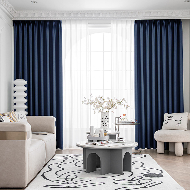 YL-36839 Thickened double-sided linen blackout curtains engineering hotel school sound insulation heat insulation blackout cotton linen curtain