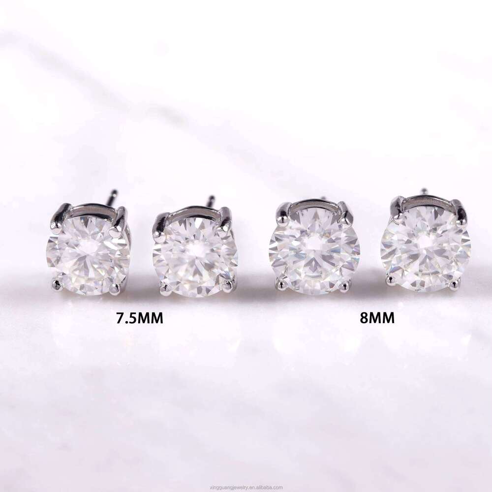 XG Fine Jewelry 4 Claws Vvs Moissanite Stud Earrings Push Back Pass Dia Tester Sier Women Men