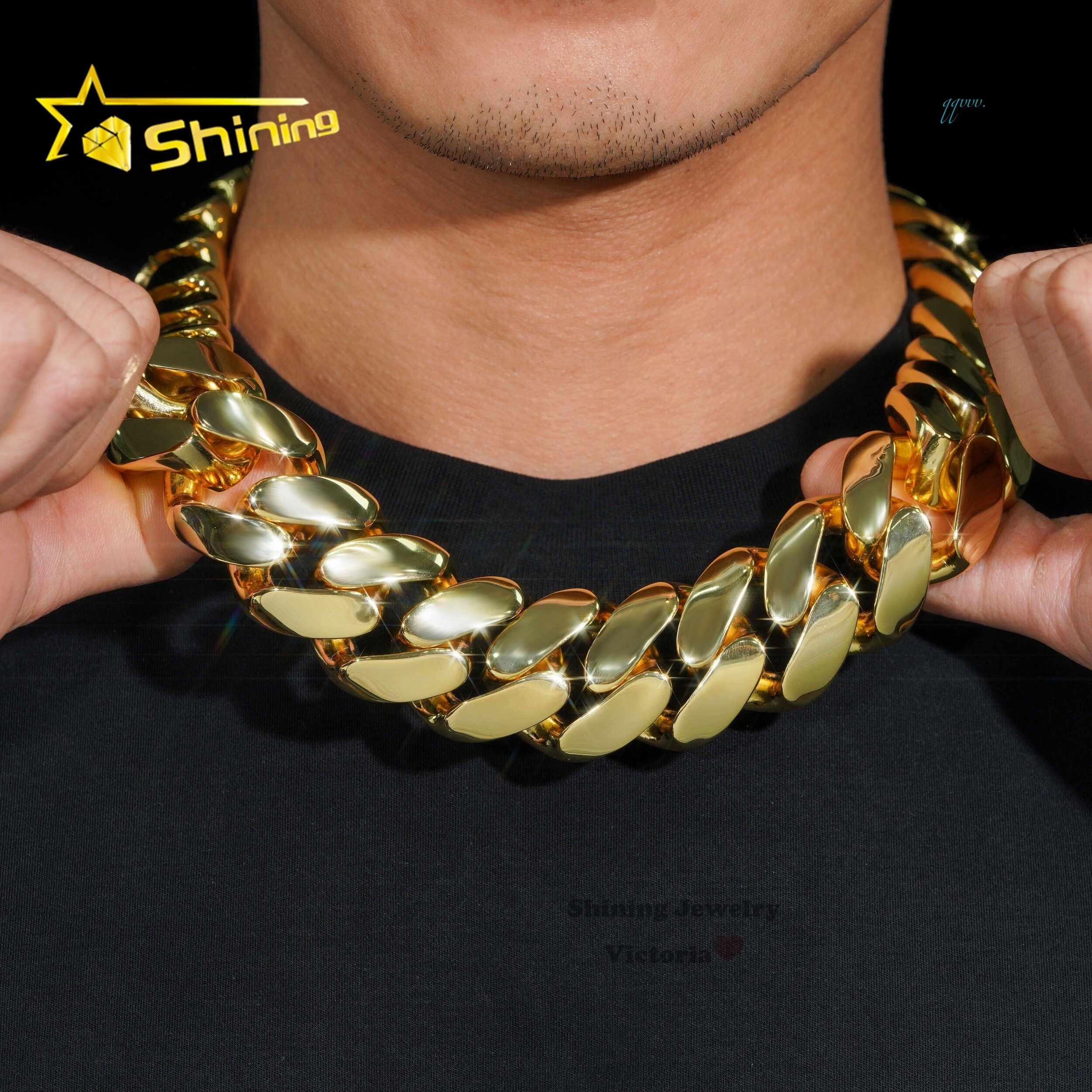 Rock Custom Super Thick Heavy Men Necklace 18K Gold Plated Brass Miami Cuban Link 30MM Cuban Chain With Moissanite Diamond Lock