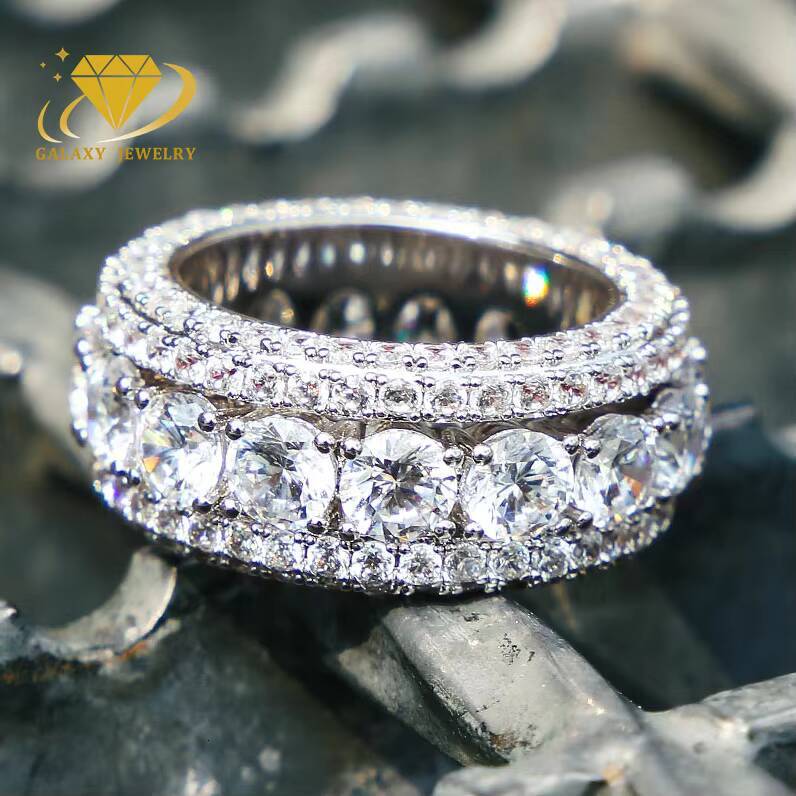 Hip Hop Jewelry Custom Rings 18k Gold Plated 925 Sterling Silver Moissanite Rings Cuban Link Ring for Men