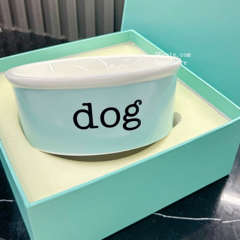 Designer Dog Bowls Heavy Ceramic High Gloss Classic Blue Dog Bowl Cat Bowl Durable Dog Food and Water Pet Dish, Chew-Proof, Dishwasher and Microwave Safe J07