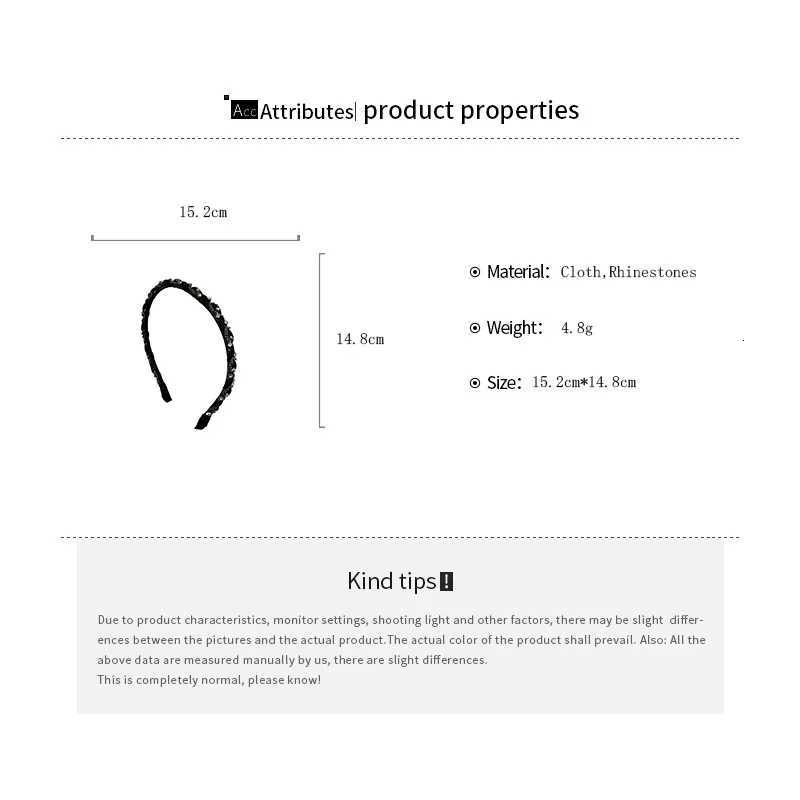 Inlaid Rhinestone Wr Twist Band for Wen Black Fabric Arc Hair Band Delicate Korean Hair Bundle Mori Girl Accessories Y250808