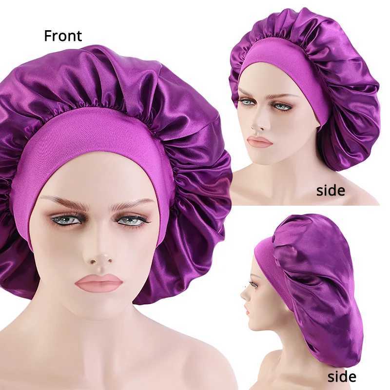 1Pcs Satin Sleep Bonnet for Braids Black Women Night Cap for Dreadlocks Curly Hair Silk Satin Bonnet with Wide Edge Z250808