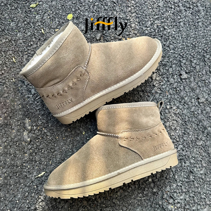 Jifffly Designer Luxury Trend 2025 New Autumn/winter Cotton Thick Bottom Thick Warm Fashion Comfortable Snow Boots Match Anything High Grade