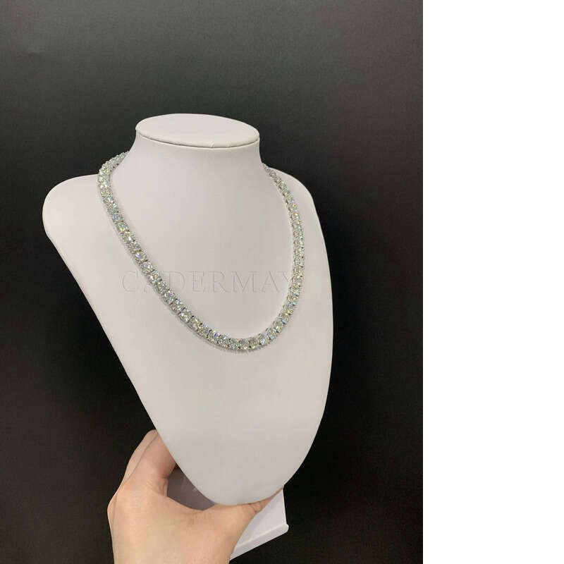 Iced Out Sterling Sier 6mm D VVS Tennis Necklace Moissanite Chain for Hip-Hop Jewelry