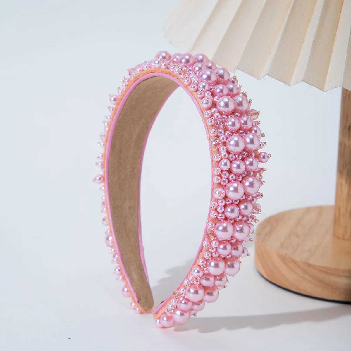 1.18inch Faux Pearl Crystal Fabric Plastic Band Exquisite Hair Accessory for Prom Party Dr Up Y250808