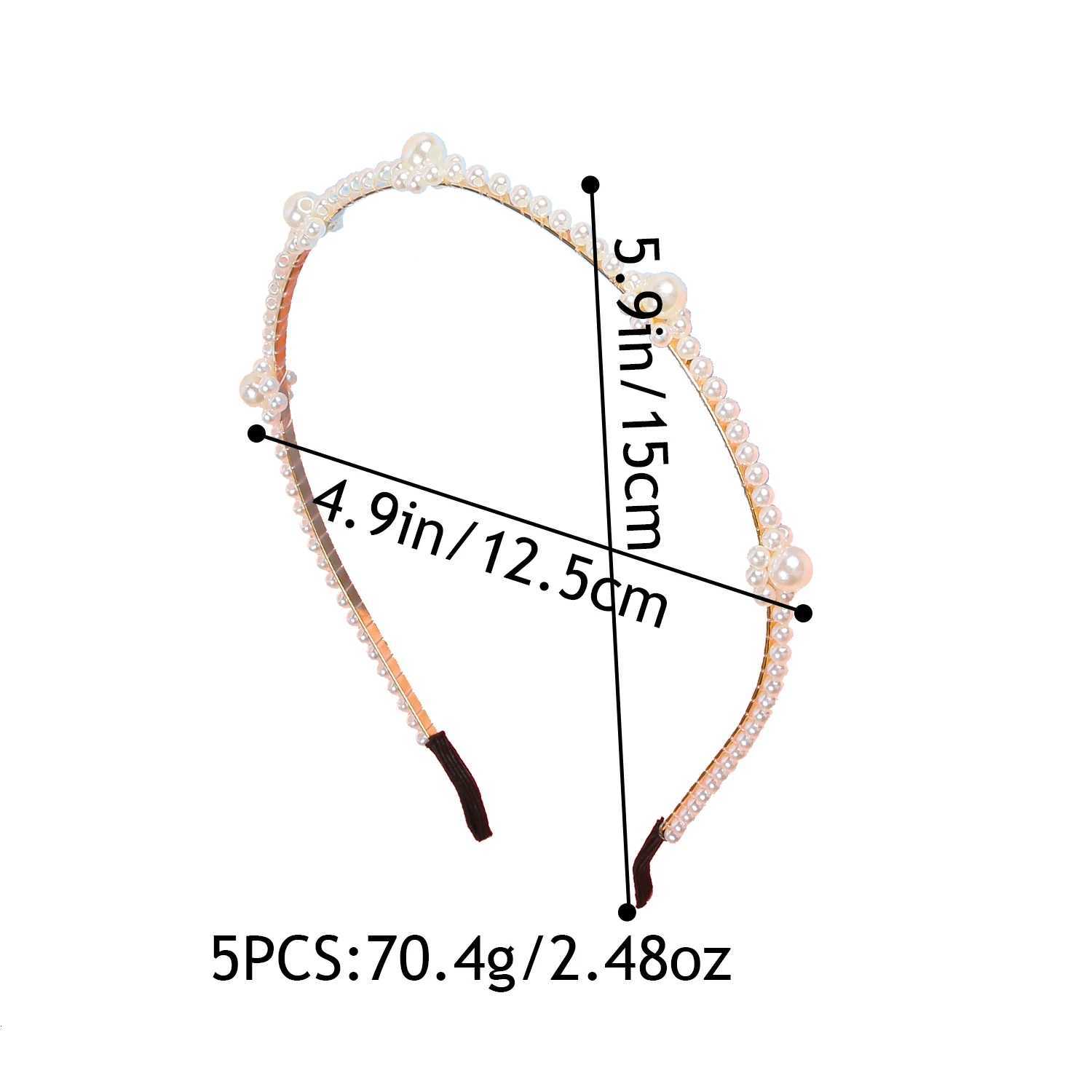 5PCS Fashion Pearl Bands Wen Girls Band Crystal Haiands Girls Wen Band Party Wedding Hair Accessories Y250808