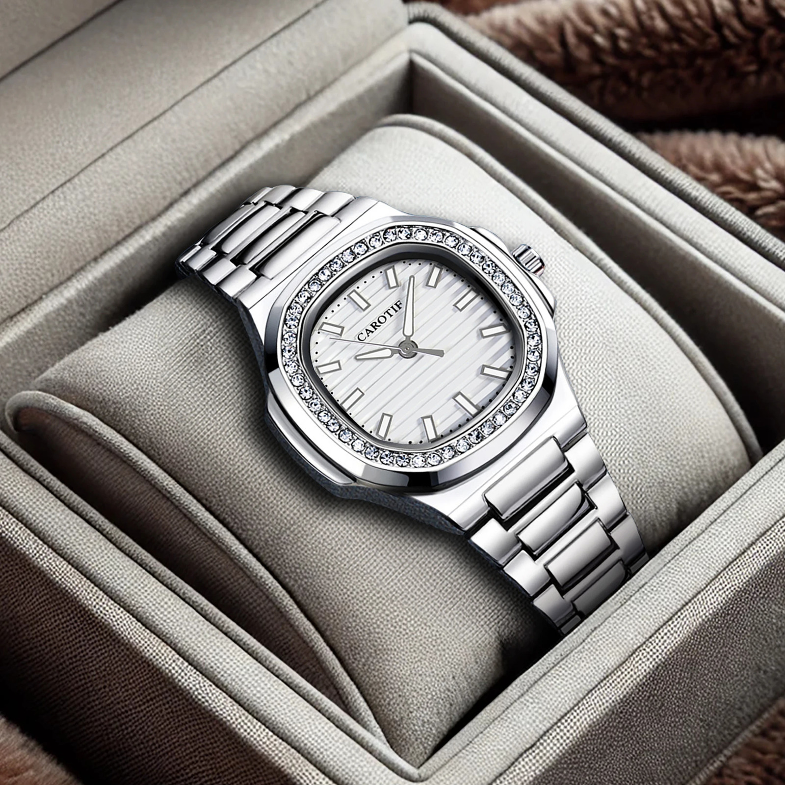 Womens Watch with Advanced Business Light Night Light Square Steel Strip Fully Automatic Mechanical Watch 250807