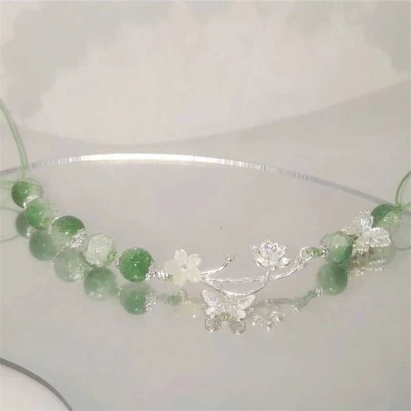 Chinese Style Lotus Butterfly Beaded Bracelets for Women Fashion Green Bead Handmade Bracelets Exquisite Sweet Jewelry Gifts Z250807