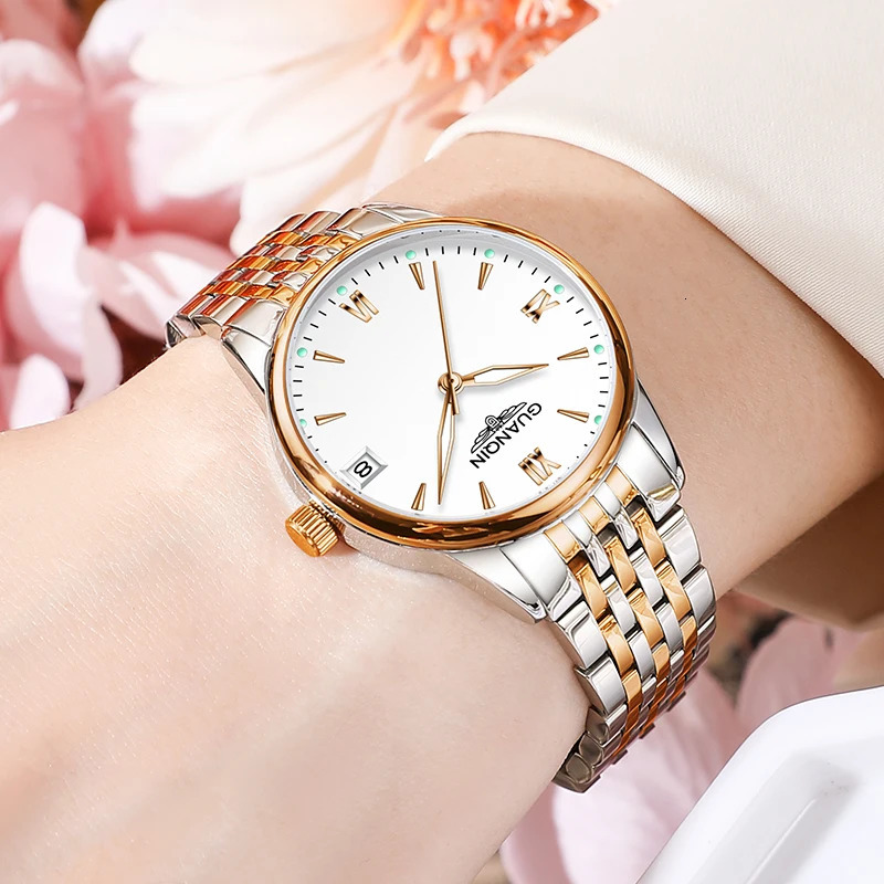 GUANQIN Watch for Woman Automatic Watch Stainless Steel Elegant simple Luminous Waterproof Womens Watches for Gift 250807