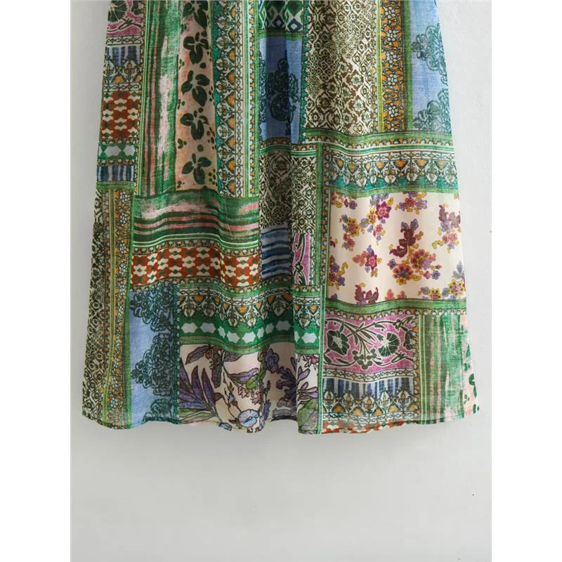 Spring Autumn Long Sleeved Printed Dresses For Women Vintage Patchwork Casual Long Skirts Female Loose Commuting Frocks 250728