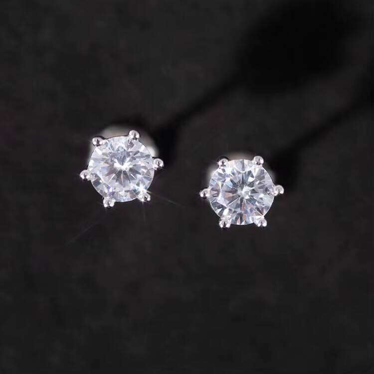 Fine Jewelry Stud 6 Claw Earrings Gold Plated Sterling Sier GRA Moissanite Dia Earring Daily for Men Woman