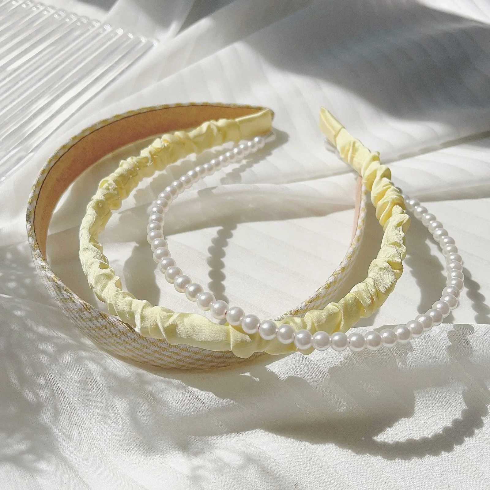 3Pcs/Set Wen Girls Cloth Hair Bands with Pearl Band Hair Hoop Fem Fashion Hair Accessories Heaear Gifts Y250808
