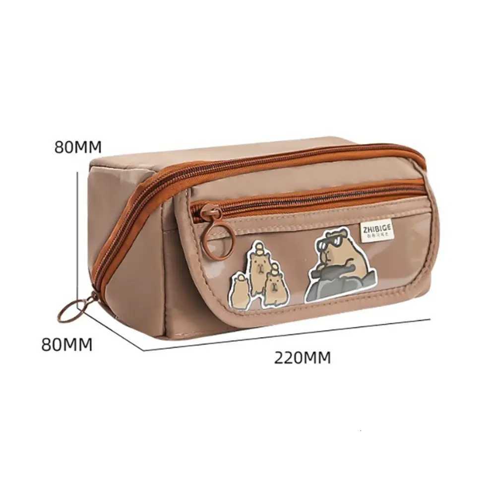 9-Layer Large Capacity Pen Bag INS Solid Color Canvas Pencil Case Creative Simple Stationery Storage Pouch Lovely Student Gift Y250808