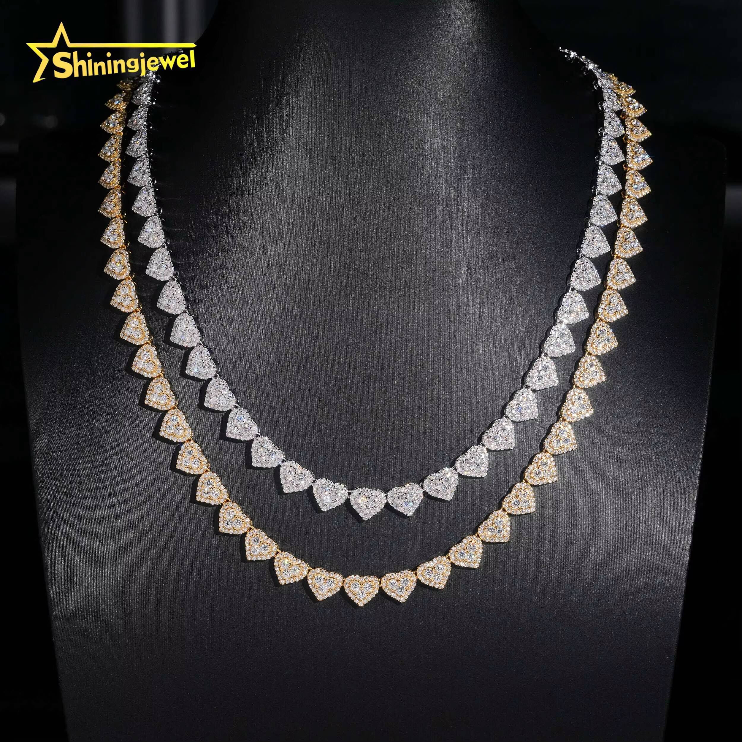 Hot Selling Heart Cuban Link Chain 925 Sterling Silver Moissanite Hip Hop Jewelry Custom Chains Men Iced Out Diamond Necklace