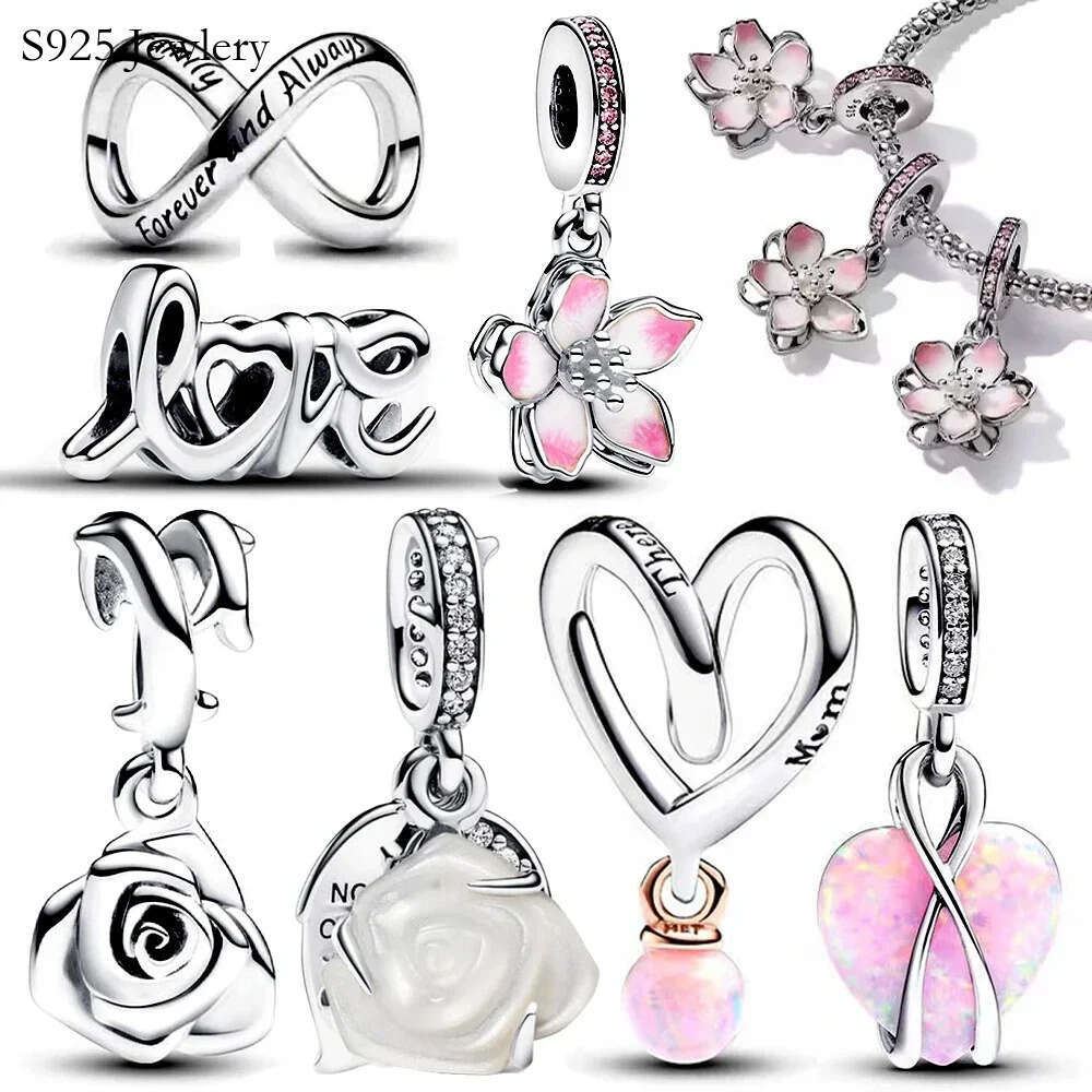 2024 New Silver Rose, Rose Flower, White Jasmine, Suitable For Bracelet S925 Snake Jewelry Gift Free Delivery