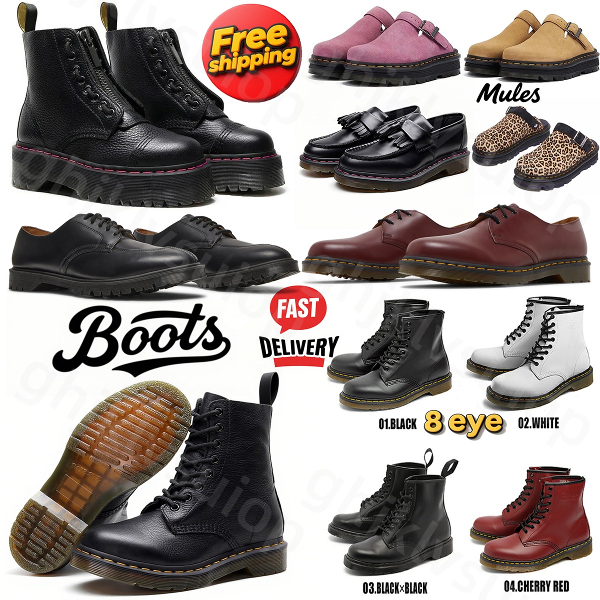 designer boots men women docs martin boot triple black leather over the knee low top oxford bottom ankle classic winter snow fur booties outdoor warm shoes roman
