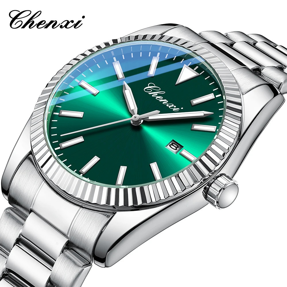 Fashion Business Watches For Men Luminous Round Dial Quartz Watches Waterproof Stainless Steel Band Man Watch 250807